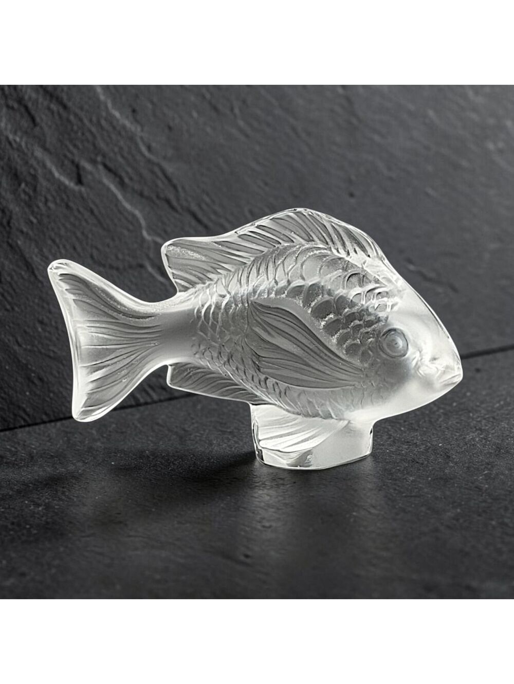 Vintage Lalique France Clear Crystal Damsel Fish Figurine Signed